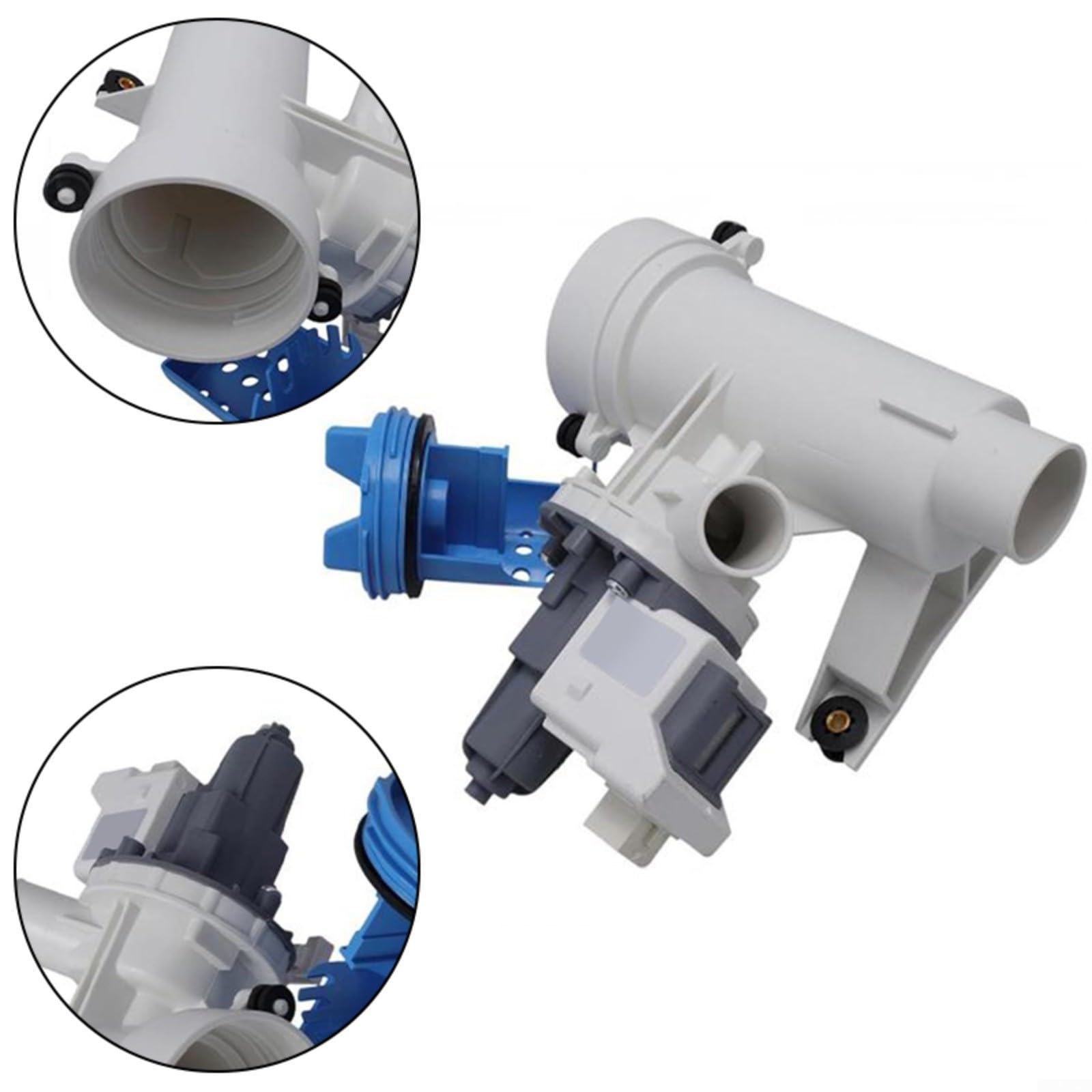 Conjunto de drenaje y filtro de lavadora, con pieza de repuesto WH11X29539 120V-60Hz ABS gris azul para una eliminación eficiente de agua para