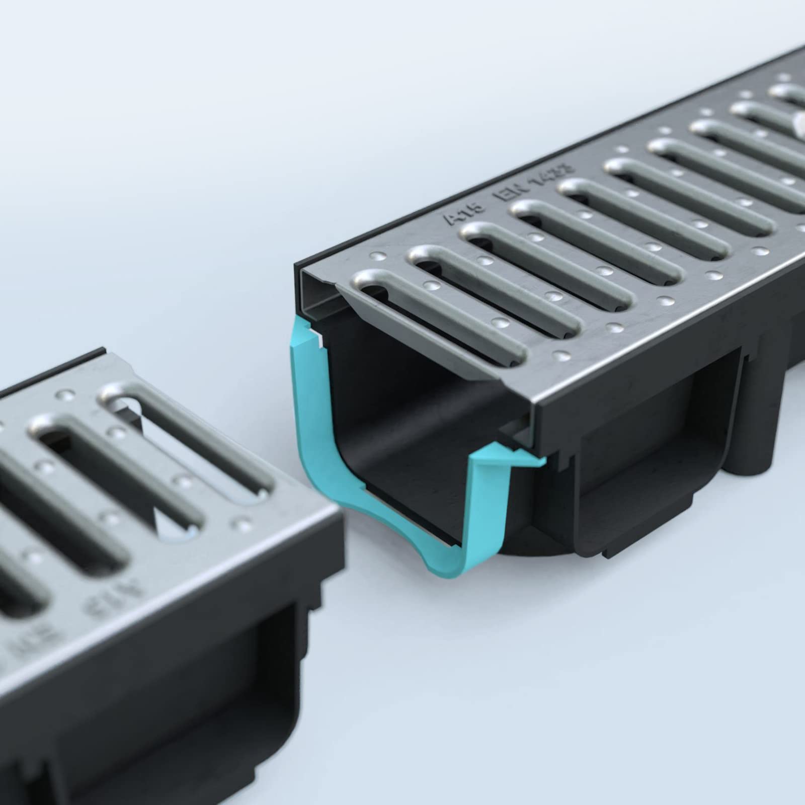 HYDROTEC Entwässerungsrinne SELFline mit verzinktem Stahlrost 3er Set Klasse A15 3 Meter