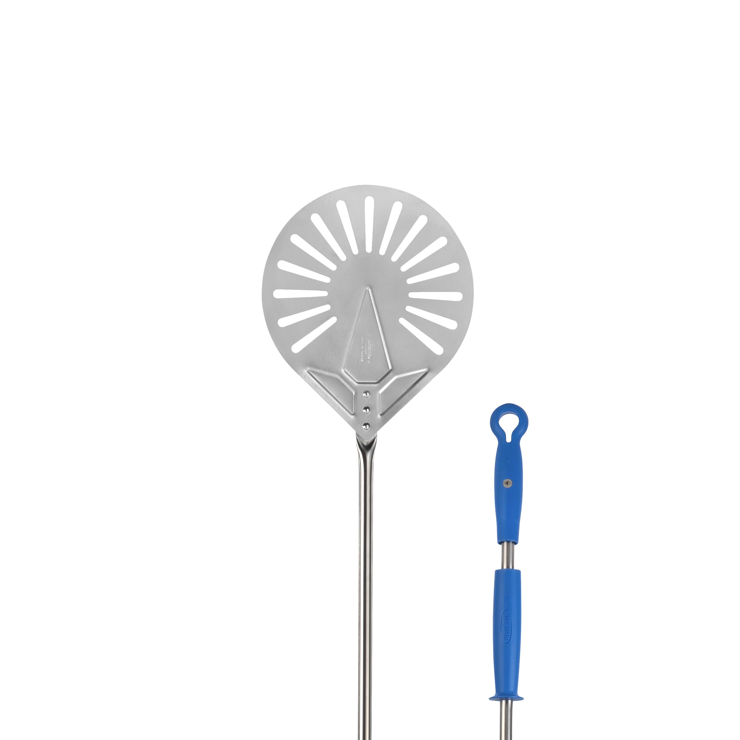 Gi.Metal Pala perforada para pizza de acero inoxidable, mango desmontable 2Smart, diseño profesional
