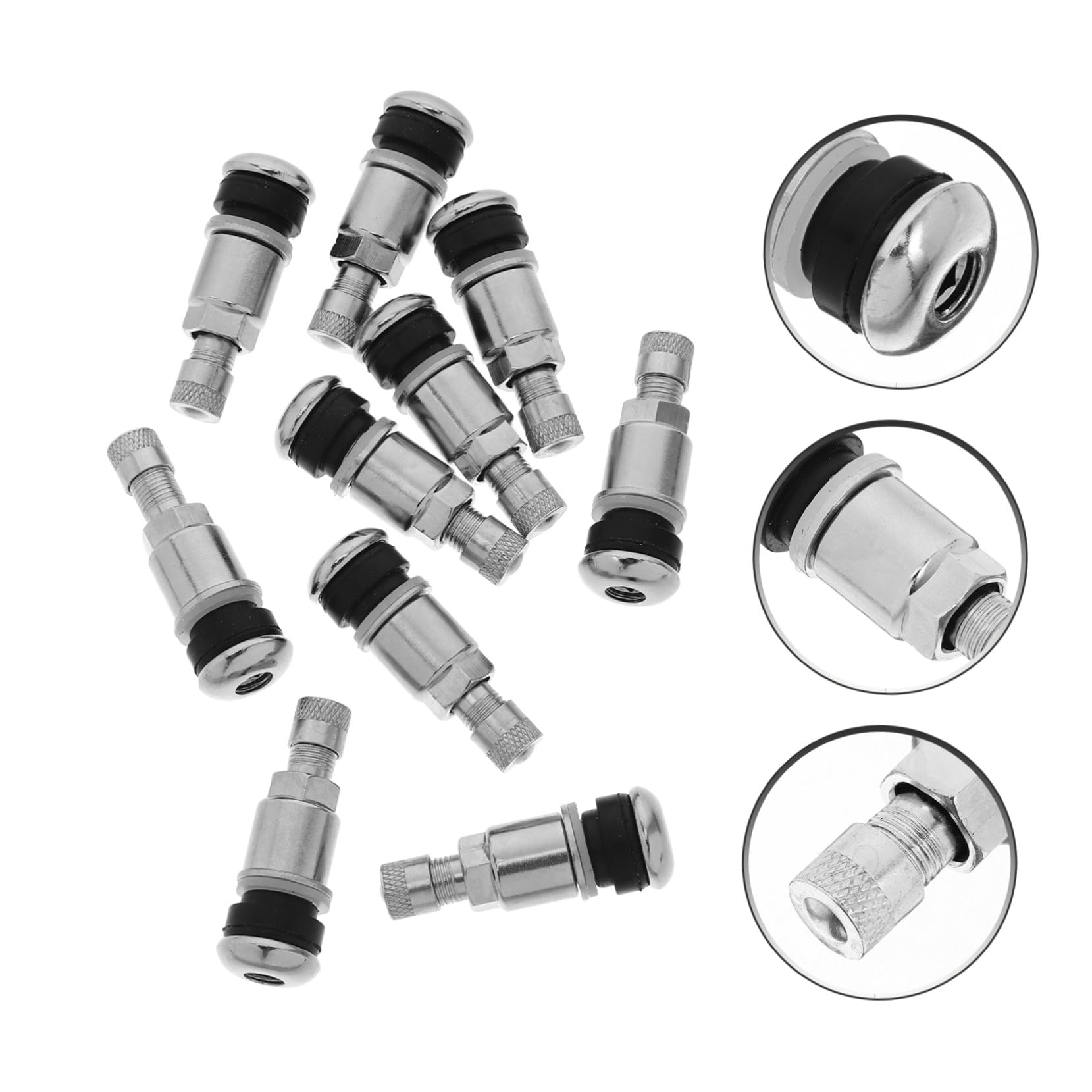 Steli Valvola Compatibili Pneumatici Tubeless 10 Pezzi per Pneumatici Auto e Camion in Acciaio 45 Argento, Resistenti all'Usura e Facili da Installare