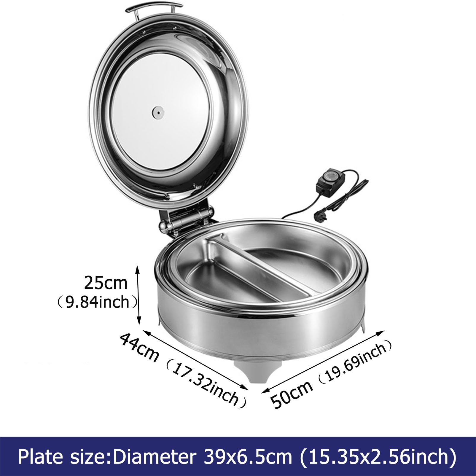 Vassoio riscaldante Elettrico per Buffet, in Acciaio Inox, Ideale per Catering, Feste, Buffet, Banchetti e cene.