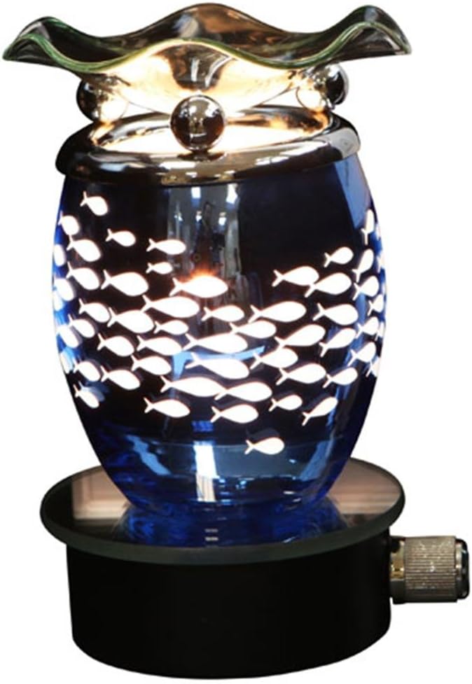 New Sexy Time Cut Metal Blue Fish Plug-In Scented Oil Warmer + 3 Free Replacement Bulbs