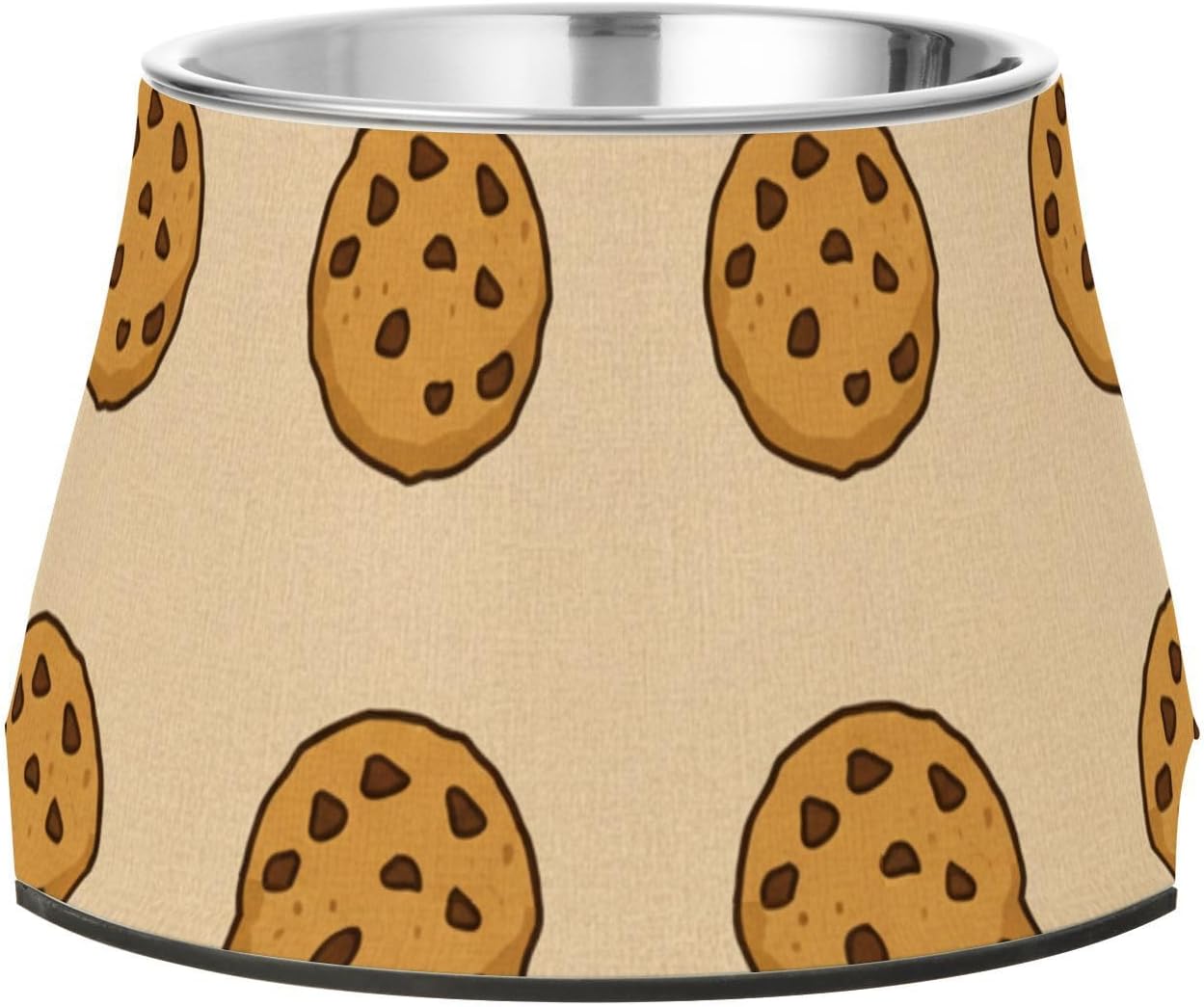 Dessert Chocolate Chips Beige Print Elevated Dog Bowls Stainless Steel Dogs Cats Feeder Non-Slip Food Feeder for Small Pets