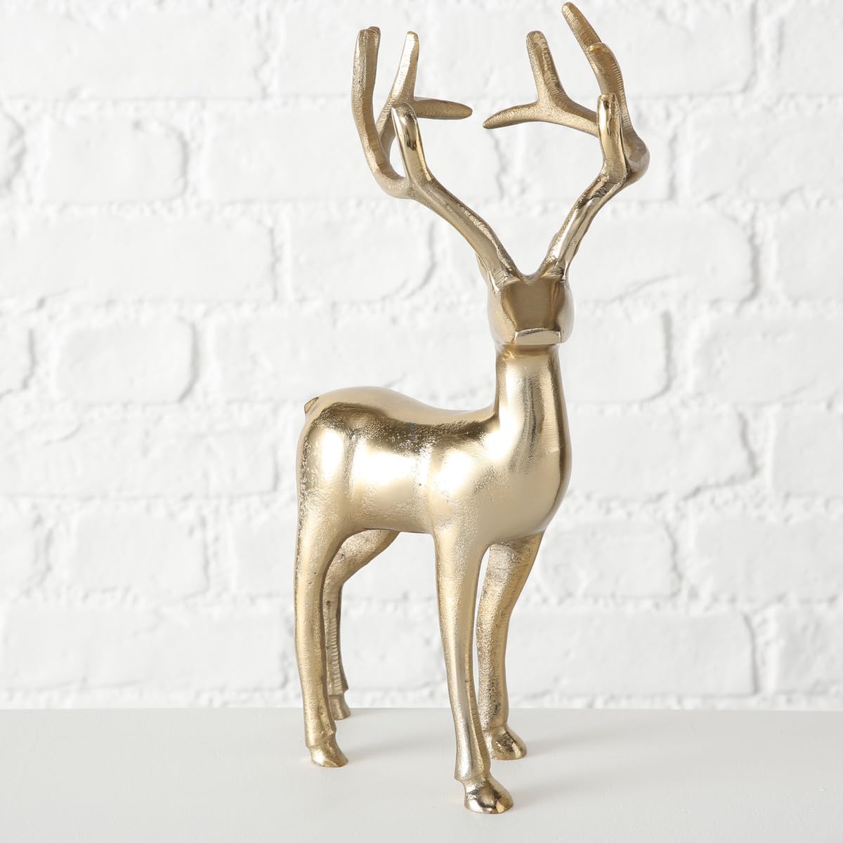 Boltze Figur Thielo (2 Teilig, Höhe 25-34 cm, Farbe Gold, Elchfigur, Dekofigur, Dekoaufsteller, Dekoration) 1016275, Normal