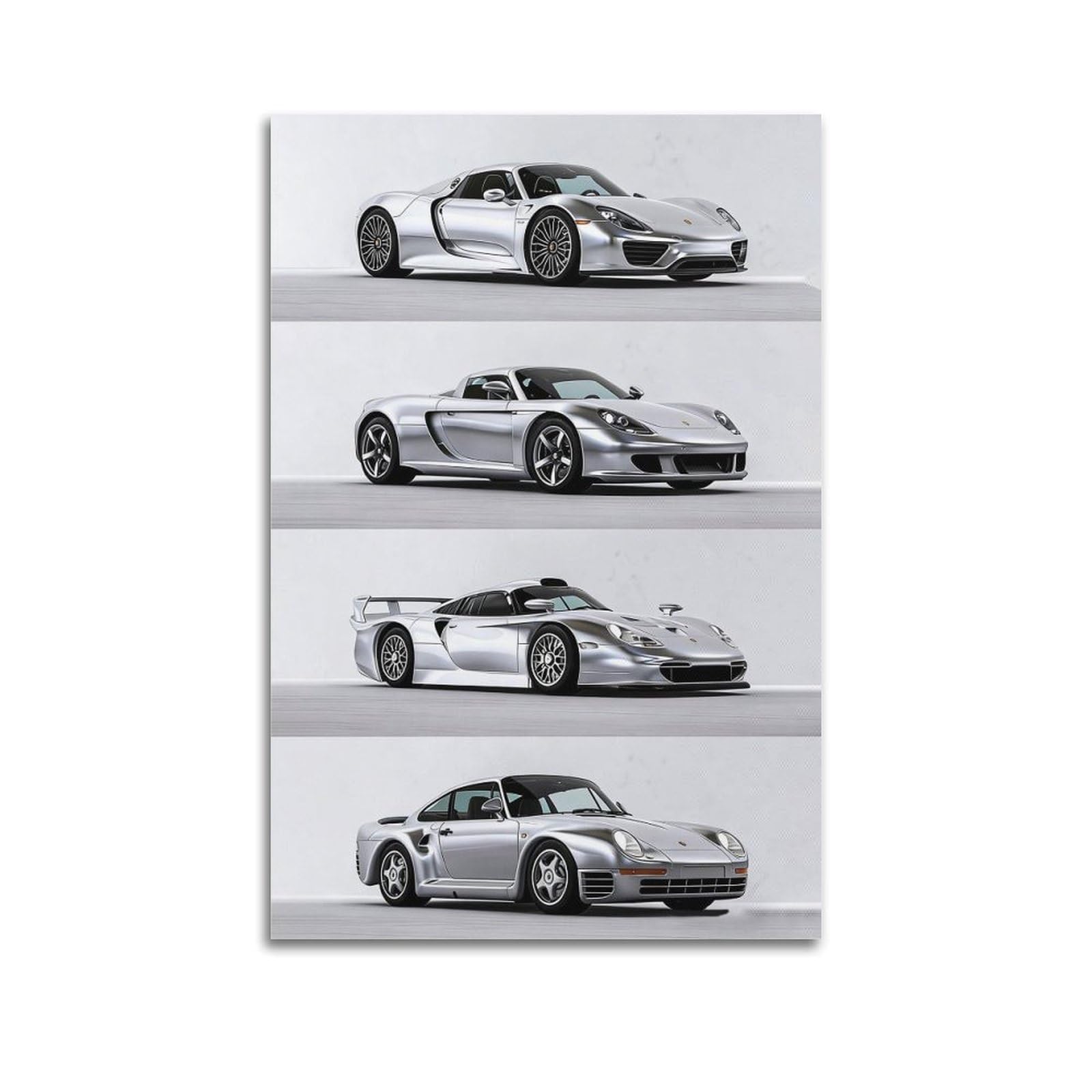 XKUGA Supercar Posters 959 911 GT1 Carrera GT 918 Spyder Modern Decorative Canvas Prints - Ideal Wall Art for Family, Man Cave, Game Room, Boys & Girls Bedroom 16x24inch(40x60cm)