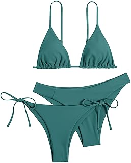 2025 - Conjunto de bikini de 3 piezas para mujer, traje de baño brasileño push-up, traje de baño de playa, ropa de playa sexy, bikini pequeño para mujer, color rojo, verde, S