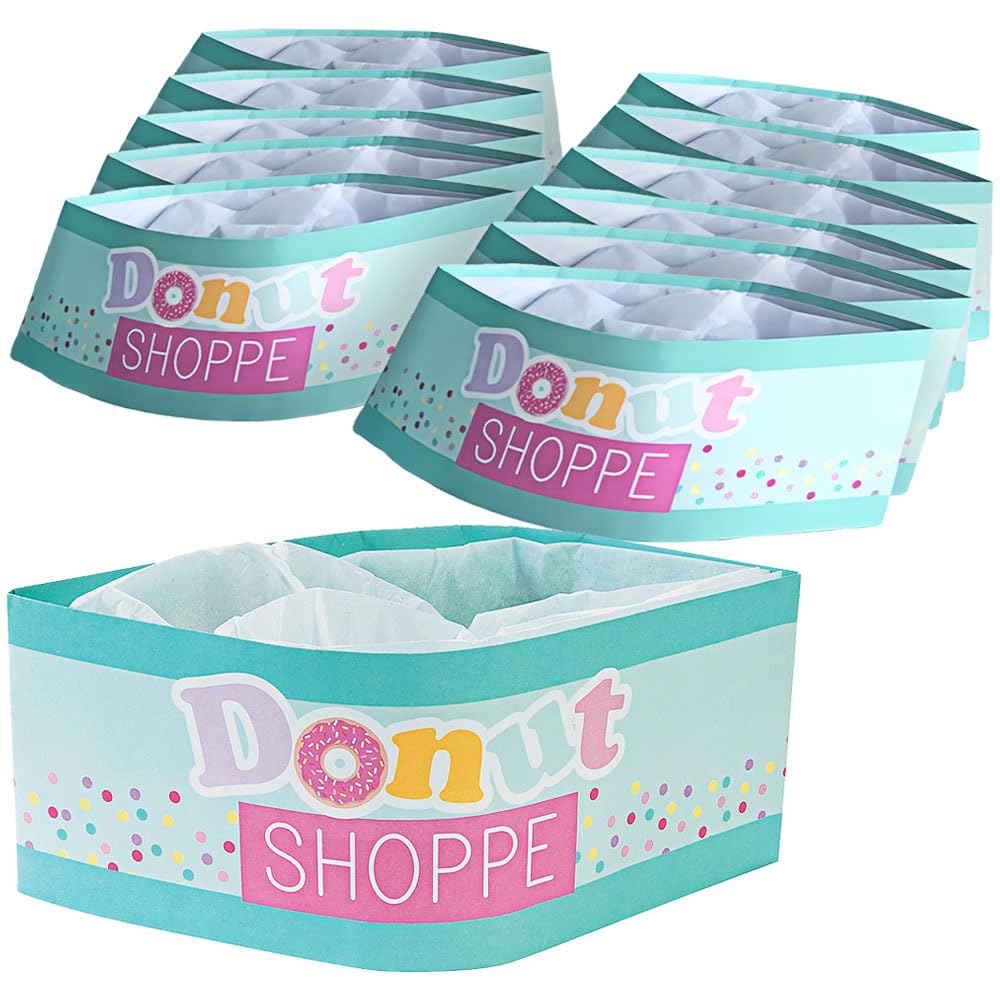 Donut Party Hats for Kids - Set of 12 Donut Shoppe Paper Hats - Party Accessories and Supplies