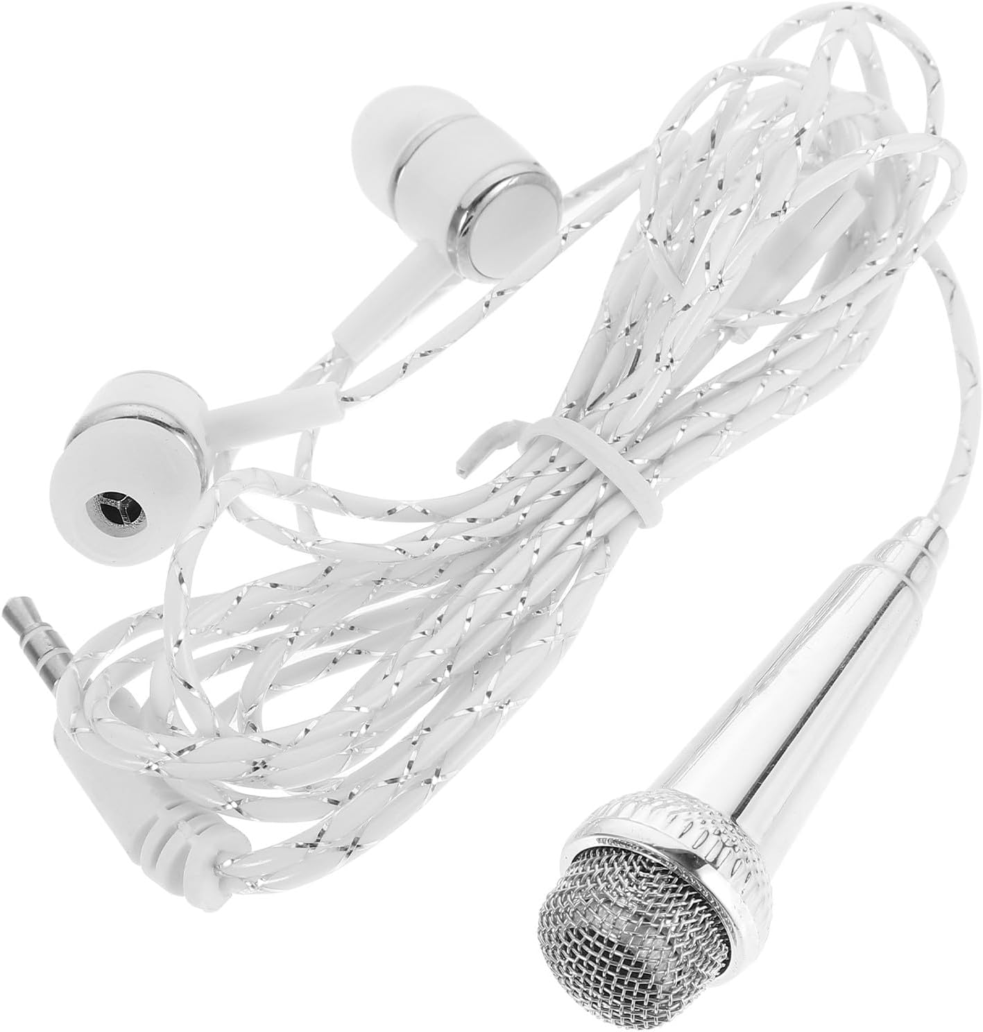 Mini Wired Miniature Microphone for Singing with 3.5mm Jack, Portable Small Mic Compatible with Phone Tablet Laptop, Silver Compact Vocal Microphone for Karaoke and Recording