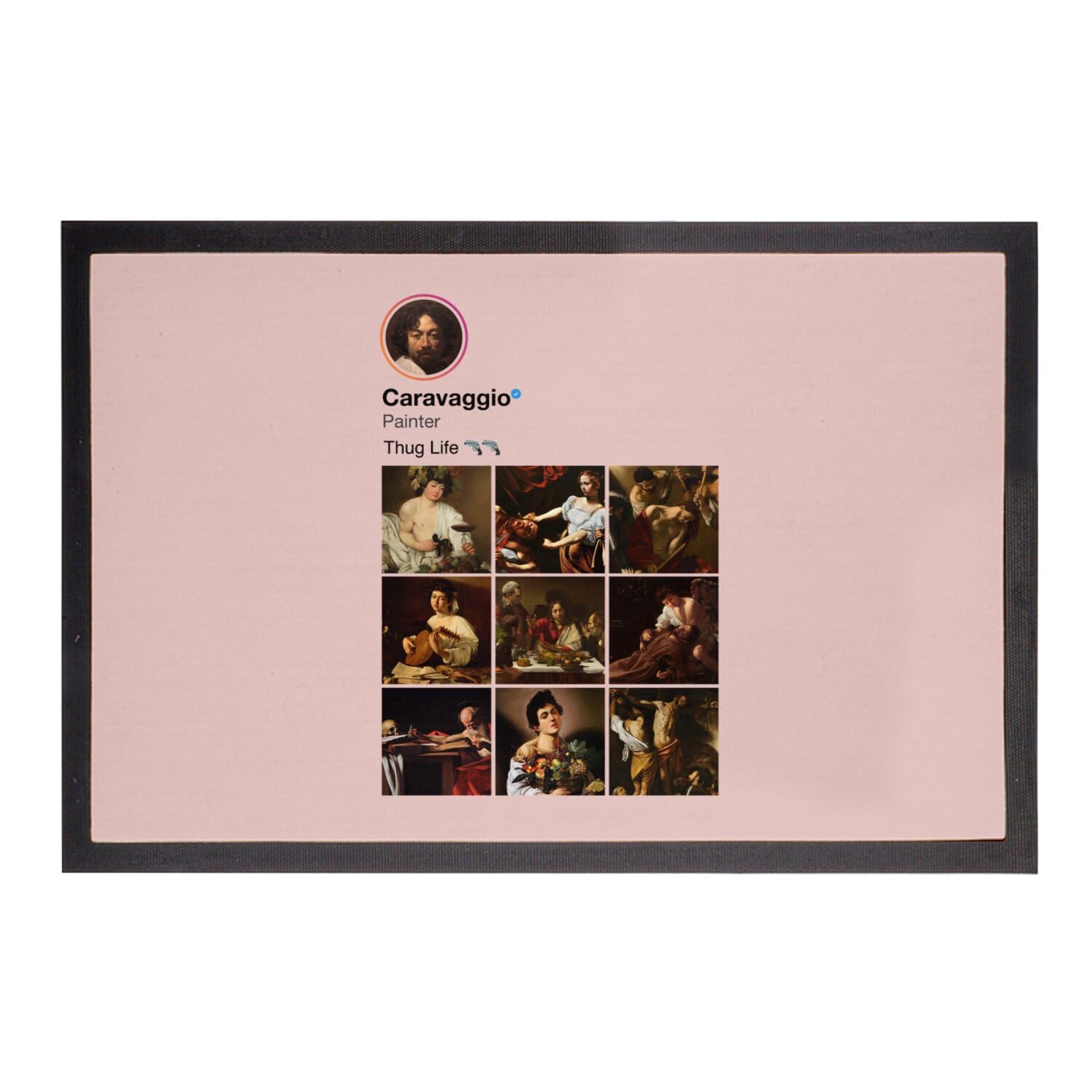 Paillasson Rose Caravaggio Peintre Baroque grand tapis de porte 75x50