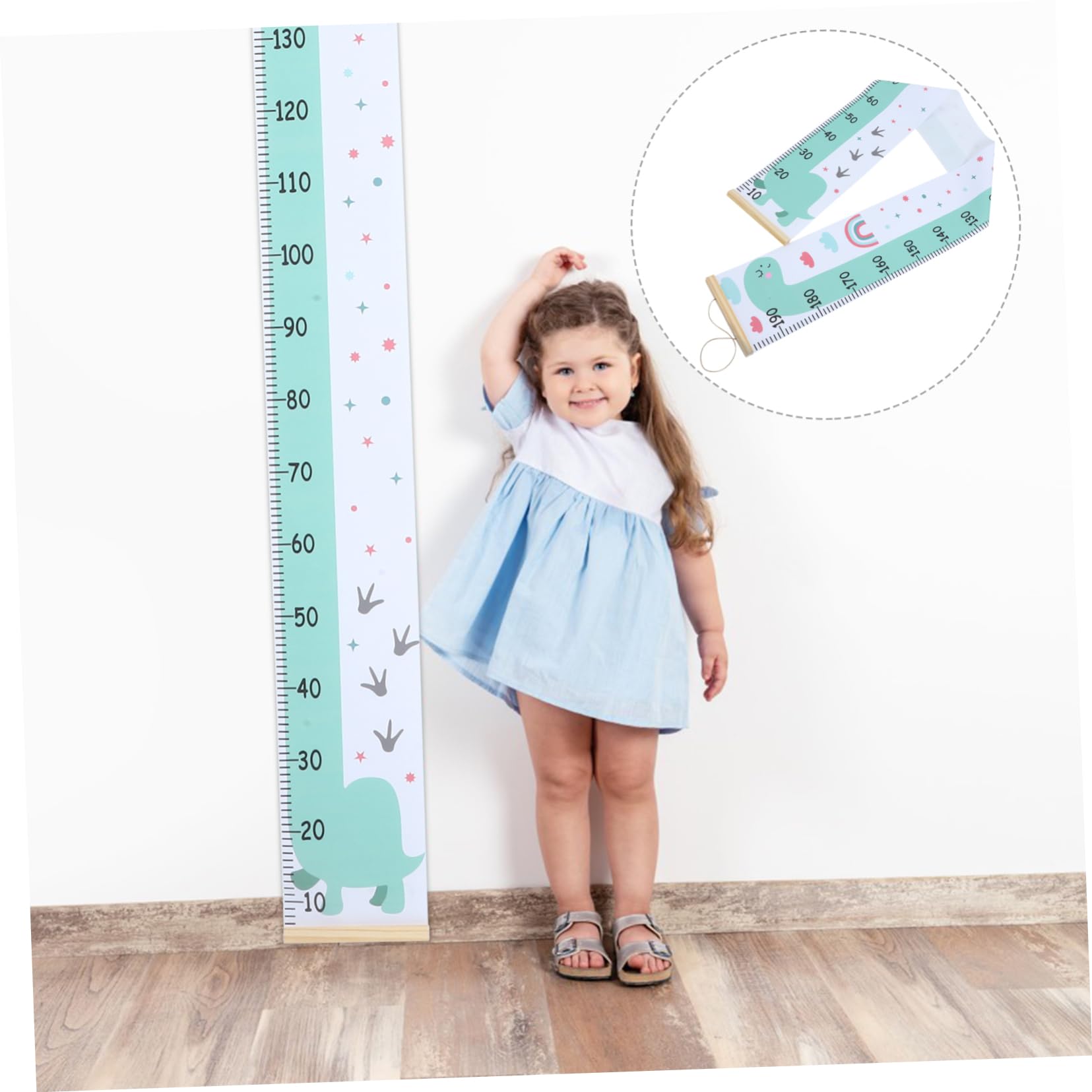 Ciieeo Themed Growth Chart for Boys and Girls Wall Hanging Height Measure Boys and Girls Room Decor Sturdy Canvas Blue