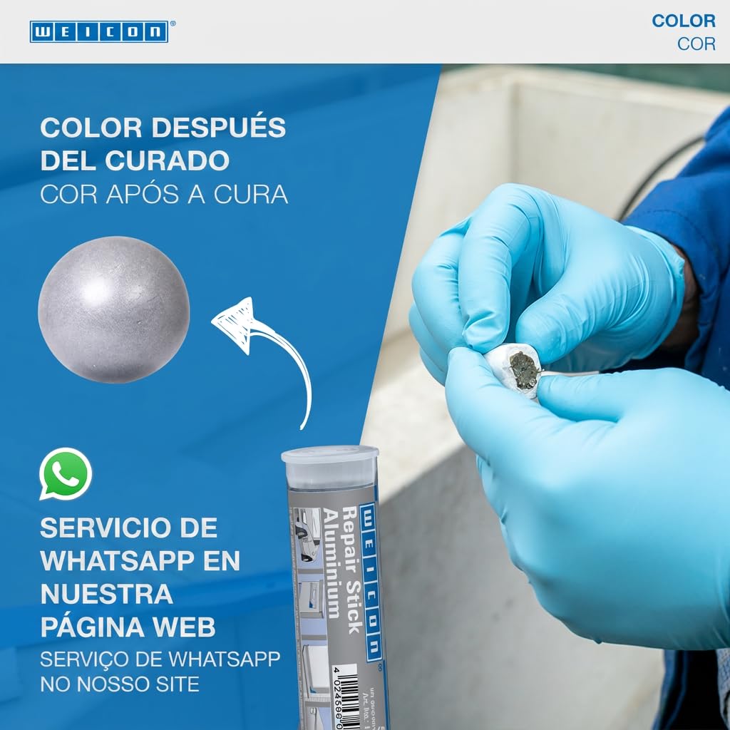 WEICON Masilla Reparadora Titanio | 115 g | De 2 Componentes | Sistema de resina epoxi resistente al desgaste y altas temperaturas