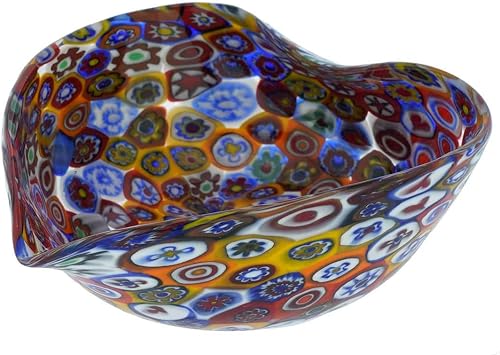 Glass Of Venice Murano Glass Millefiori Decorative Heart Bowl - Multicolor