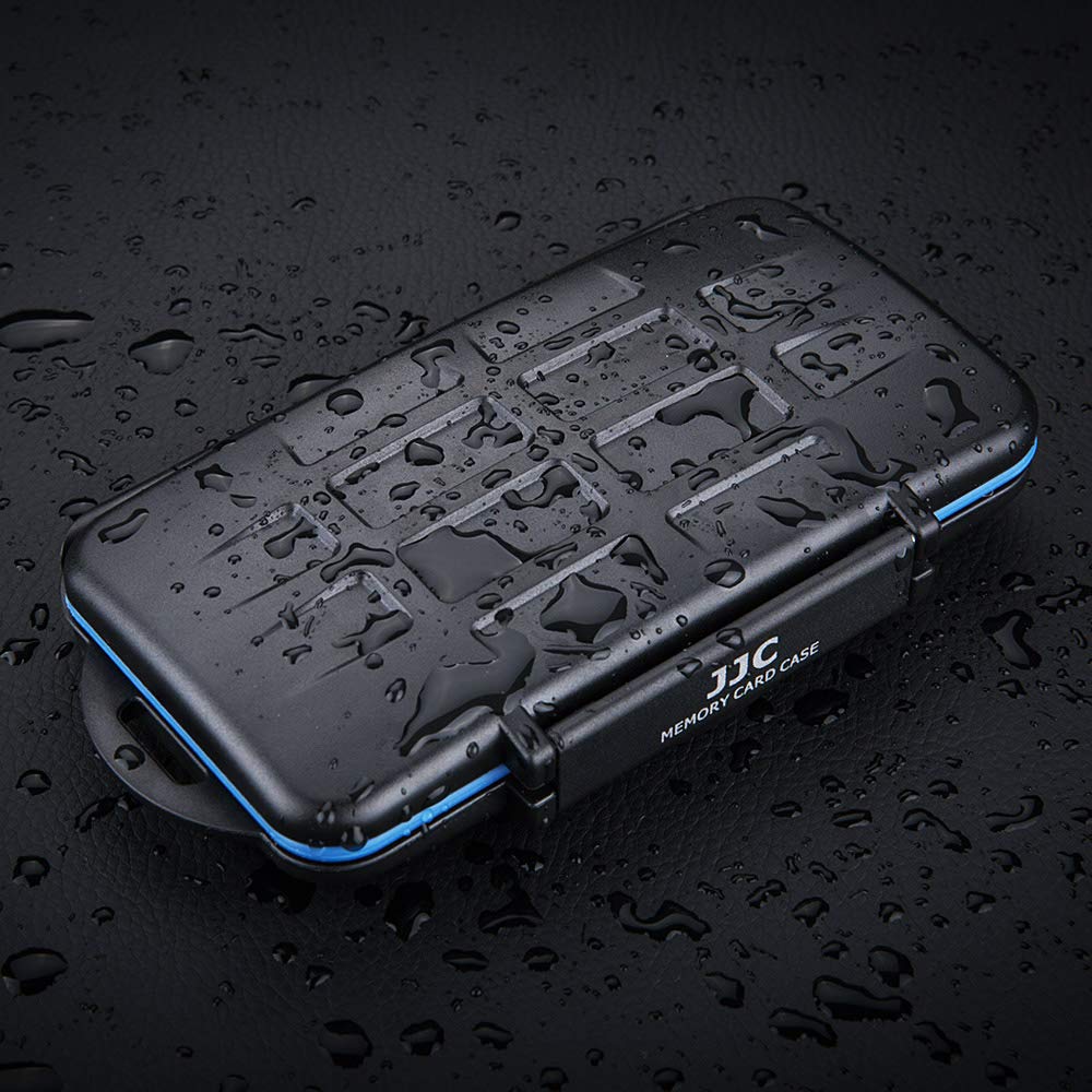 JJC 36 Steckplätze Speicherkarten Schutzhülle Aufbewahrung für 12 SD SDXC SDHC +18 Micro SD TF + 6 CF Compact Flash Karten, Memory Card Case wasserdichte SD Etui Schutzbox mit Karabiner