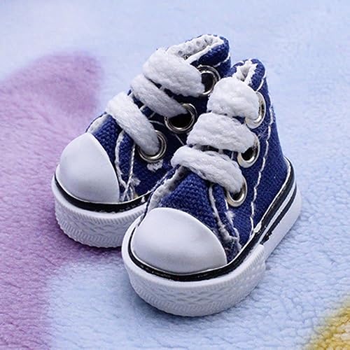 Mini zapatos de dedo para diapasón, zapatos de lona para muñeca, zapatos pequeños para diapasón (azul)