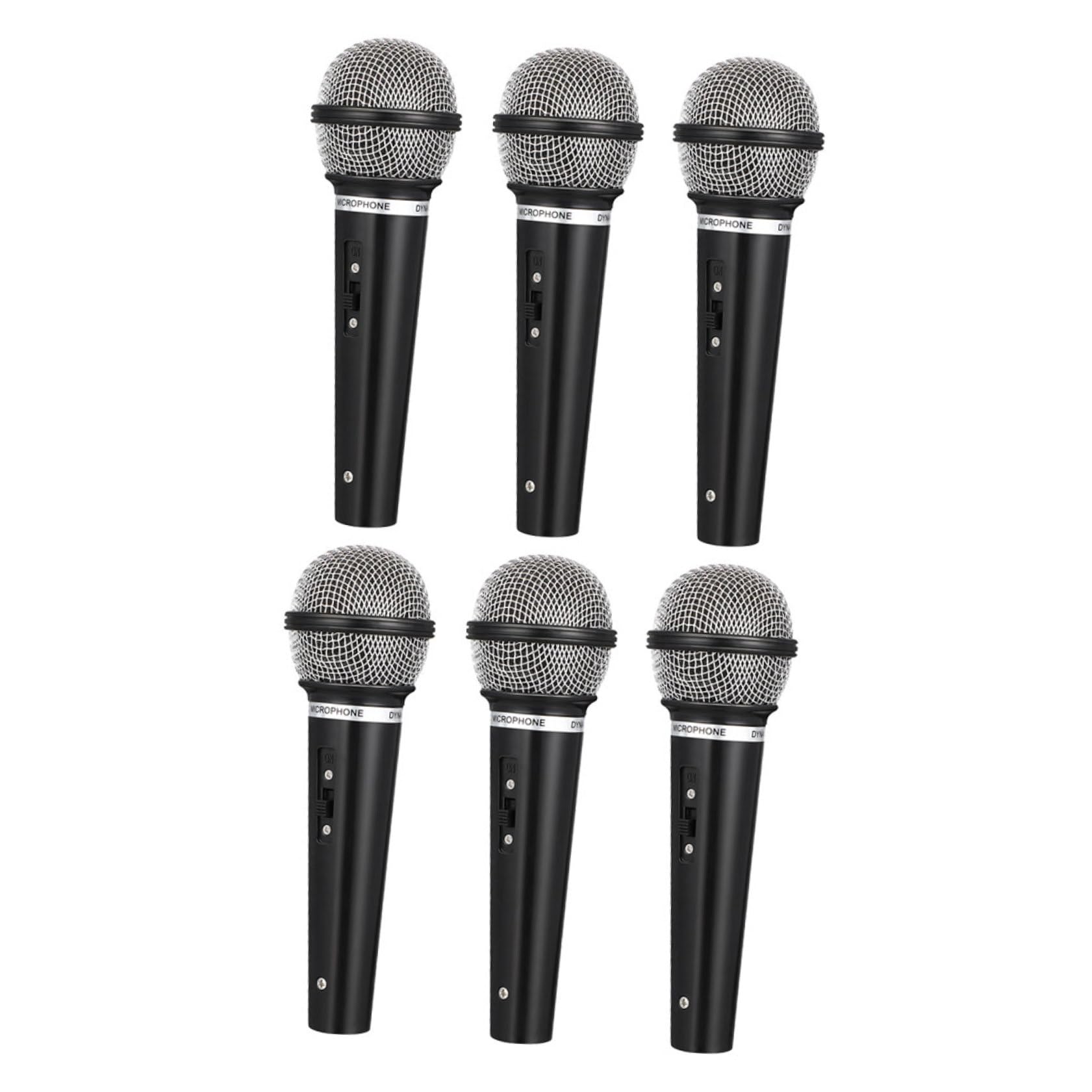 Microfono Simulato 6 Pezzi in Plastica Nero per Karaoke | Realistico e Portatile, Set da 6, per Giochi Indoor e Esibizioni su Palco