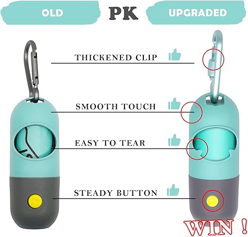 Miniatura 4 de Soporte para bolsas de basura para perros con linterna LED, dispensador de bolsas para excrementos de perros con 13 rollos de bolsas de basura