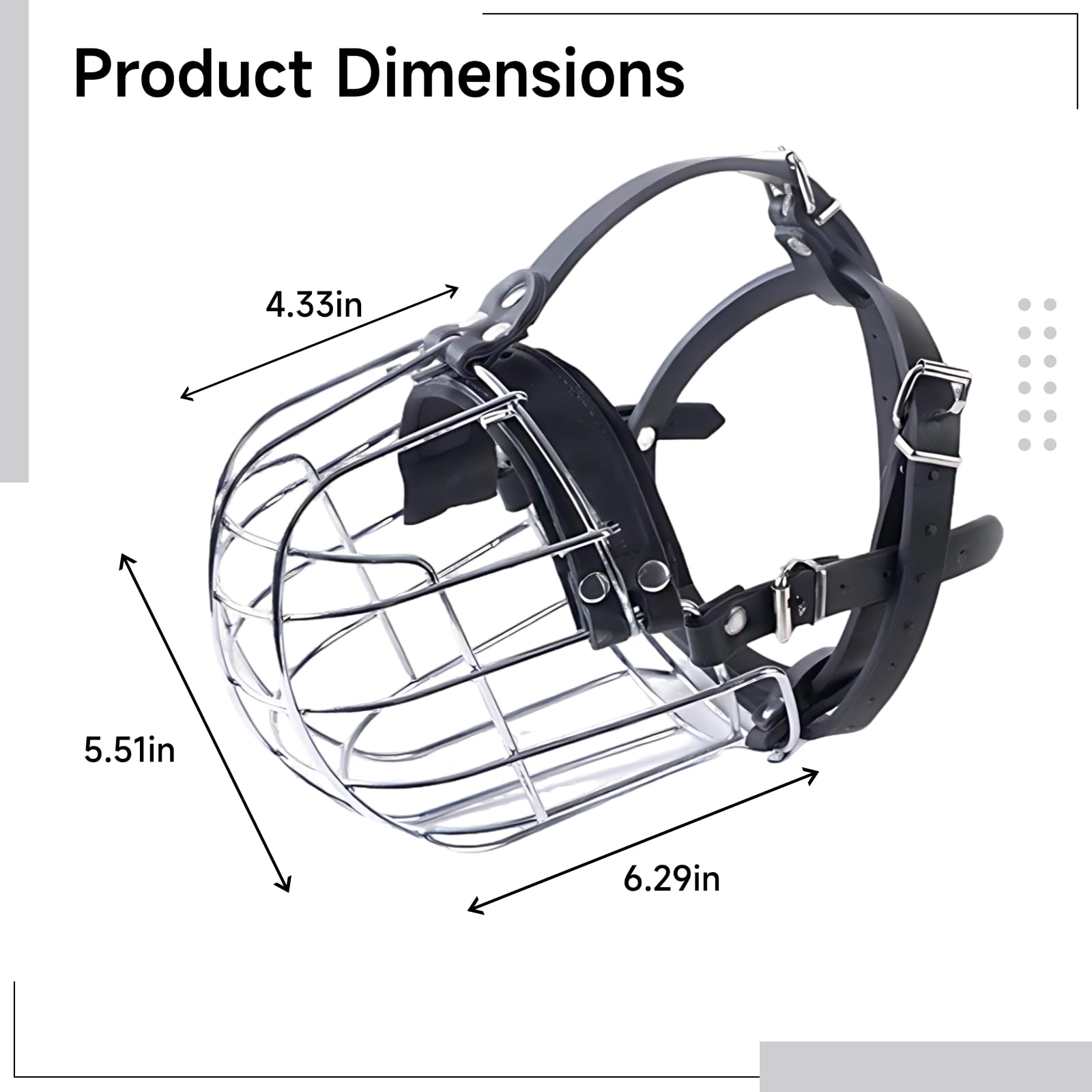 Bozal de metal para perros, cesta bozal para perros muy grandes, para ladridos y mordeduras, hierro galvanizado con piel sintética, longitud 16 cm