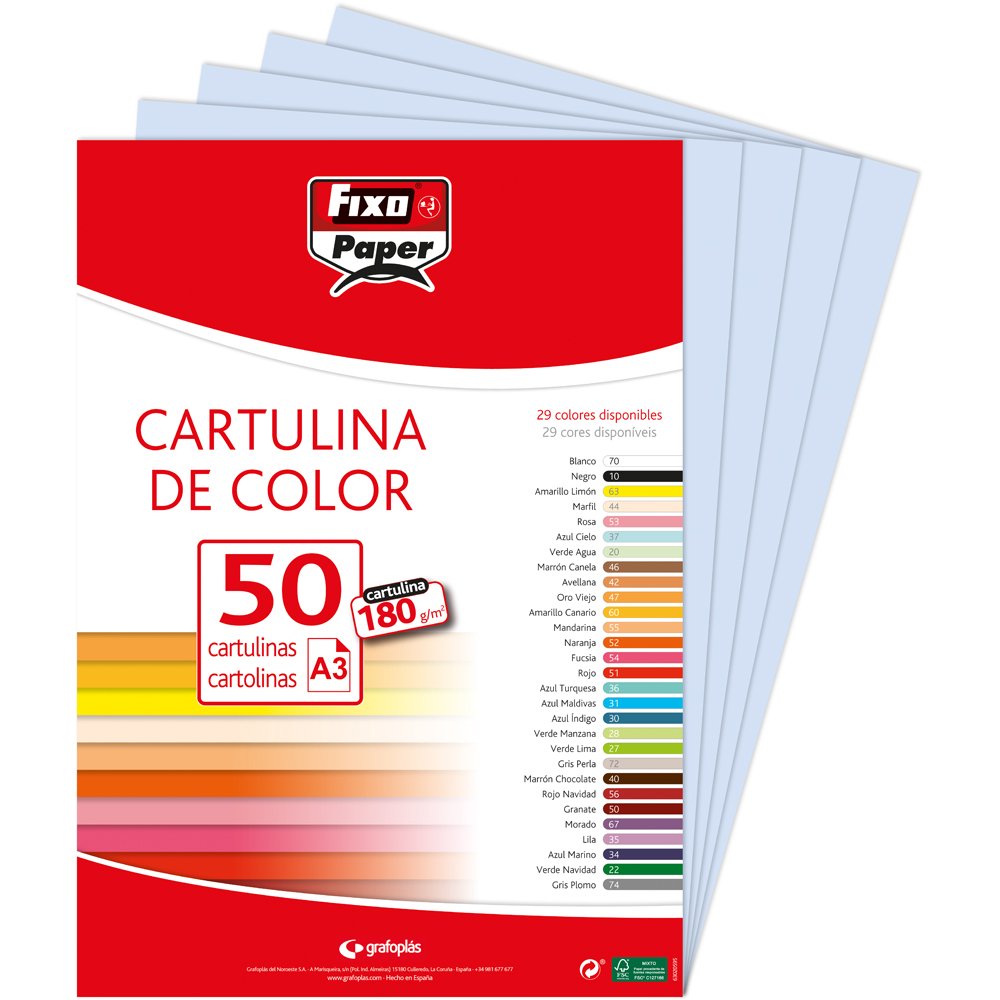 Fixo 11120337 – Pack of 50 Card, A3, Sky Blue
