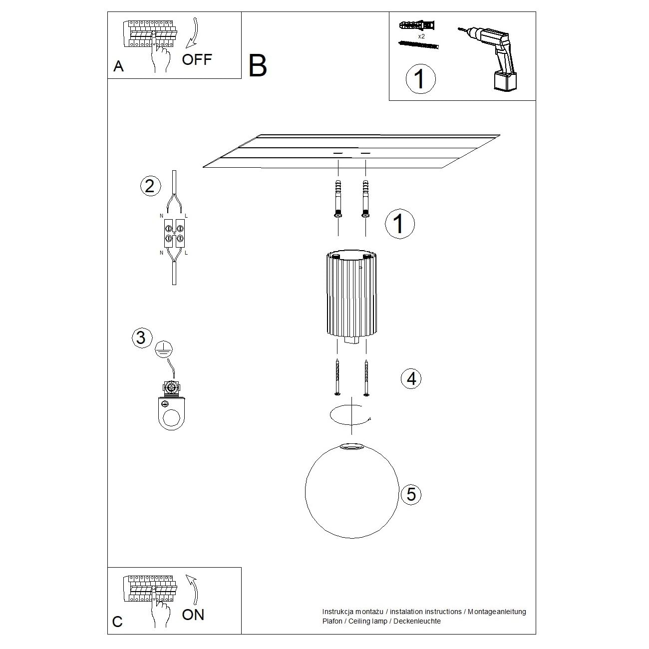 SOLLUX lighting Lampada da Soffitto - Lampadario in Alluminio e Vetro -1 Paralume - Lampadina LED - Beige Halo