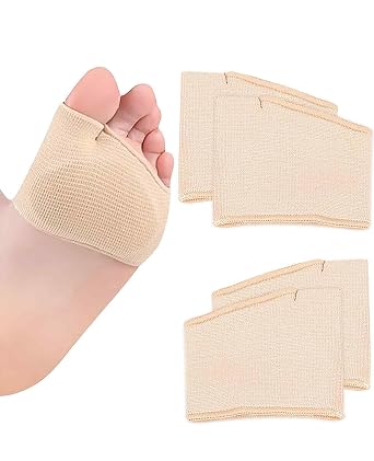 2 Pairs Metatarsal Foot Pads for Men Women, Metatarsalgia Relief Support Pad, Gel Pads with Fabric Sleeves for Ball of Foot Pain Relief, Large