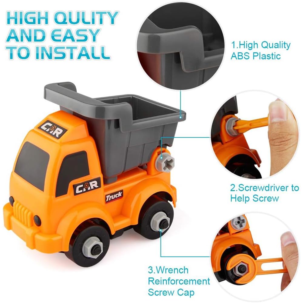 DUWOL DIY Construction Toy - Pack of 4 Trucks, Automobile With Screwdriver for Kids, STEM for Children, Vehicles Building & Construction, Multicolor 3