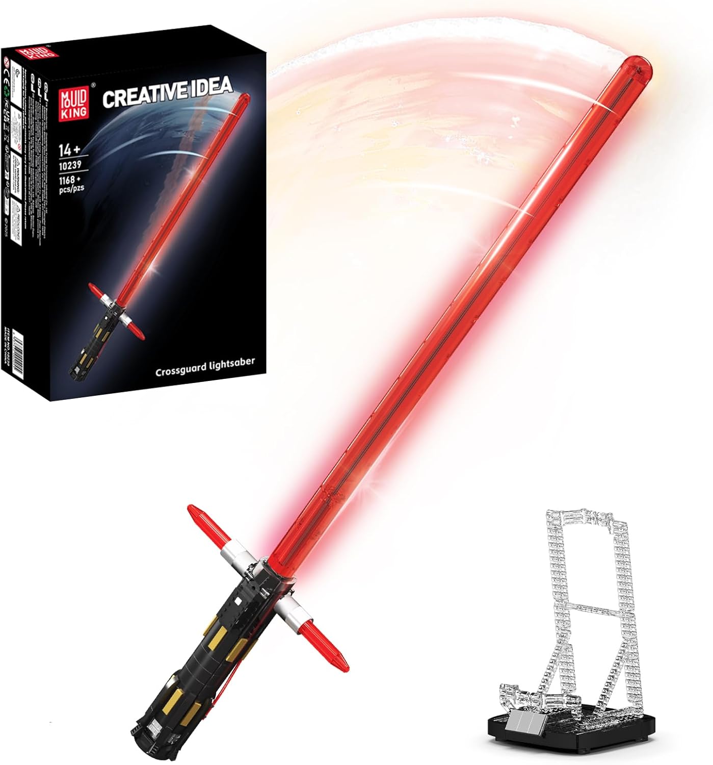 Mould King 10239 Lightsaber Building Set, LED Rechargeable Saber Sword Toy as Party, Halloween, Holiday, Birthday Gift, Creative Buildable Toy for Adults(1168 Pieces)