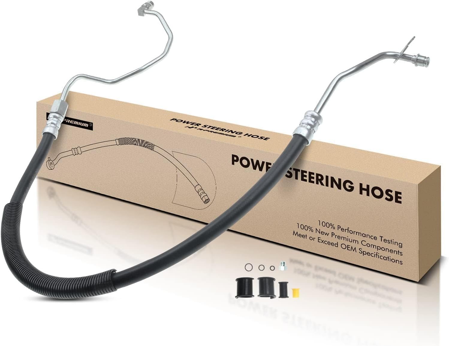 A-Premium Power Steering Pressure Line Hose Assembly Compatible with Ford F-150 2003 2004 2005 2006 2007 2008, V8 4.6L, with O-ring, Pump to Rack/Gear