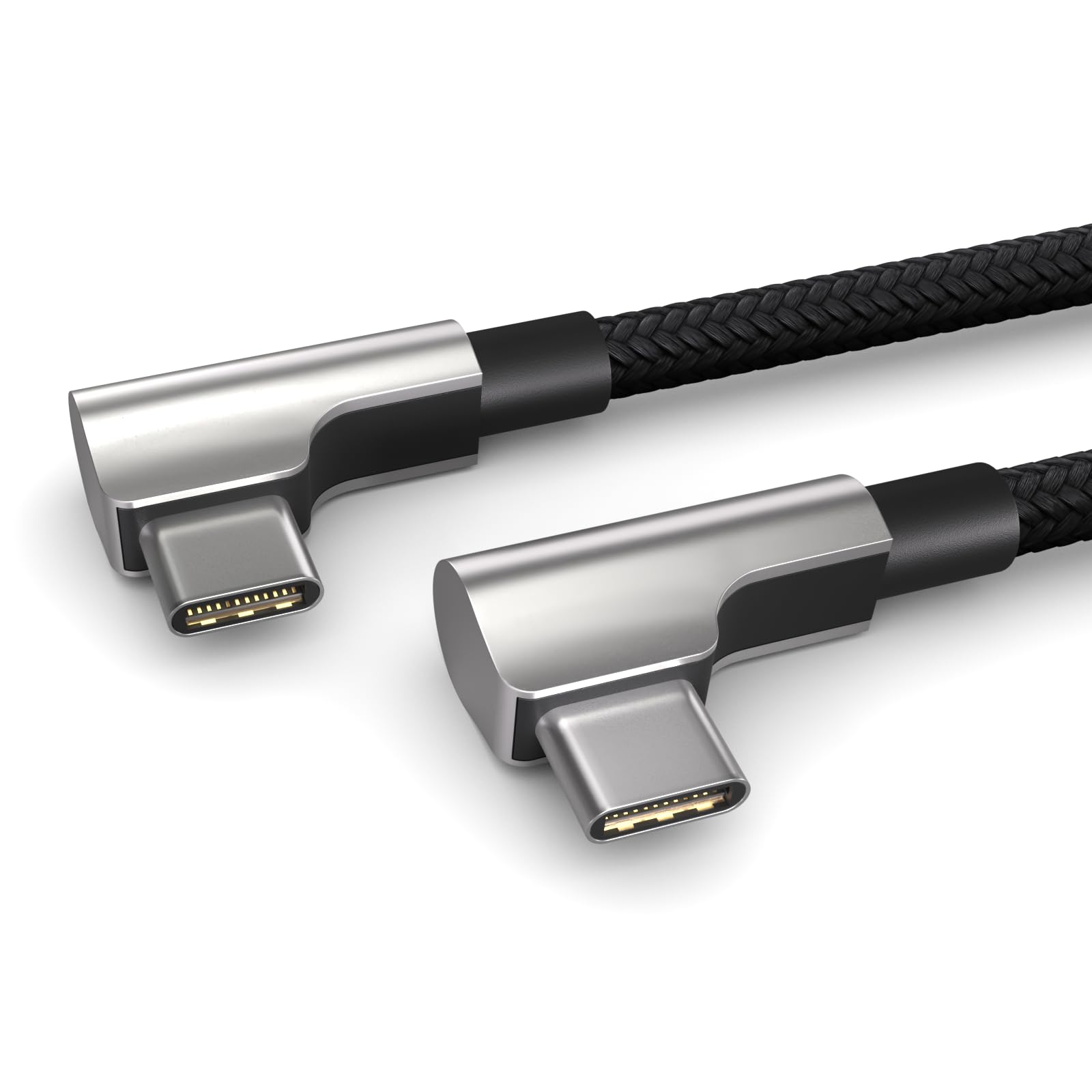 PAXO 0,2m USB C auf USB C Kabel, 100W Power Delivery 20V/5A PD 3.0 Schnellladekabel, 10 Gbps - USB 3.2 Gen2x1 Highspeed Datenkabel, 2 elegante 90° Winkelstecker, schwarz