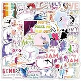 体操シール50枚、ウォーターボトル、ノートパソコン、スクラップブック、スケートボード、ジャーナリング、荷物、お子様の賞品、教室の特典などに最適な防水ビニールステッカー (体操)