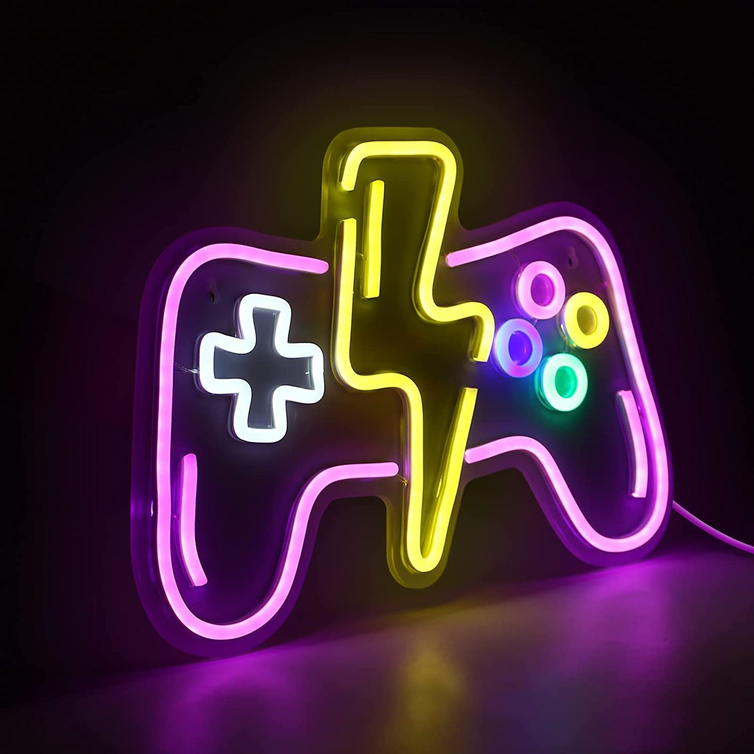 Amazon.co.jp: ゲーム形ネオンサインピンクネオンライトゲーム室装飾