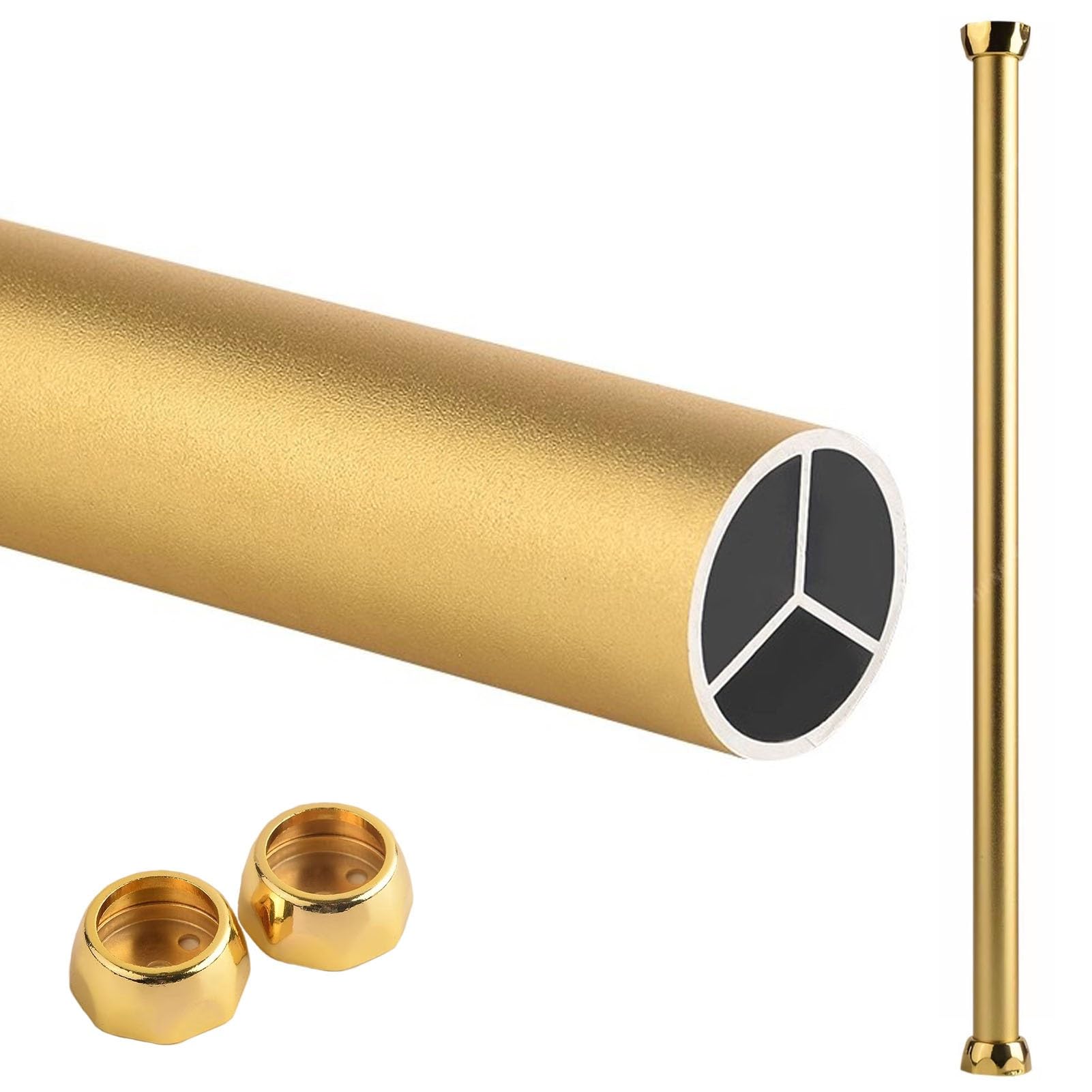 Oracra Closet Rod Matte Round Valet Closet Rod for Hanging Clothes, 12 18 24 30 36 48 59 60 63 Inch Long Wardrobes Pole with End Supports, Removable Hanger Bar(Gold,30cm(11 3/4