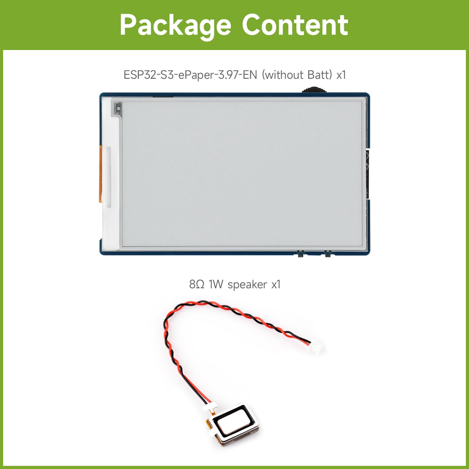 Waveshare ESP32-S3 3.97inch E-Paper Development Board, 800 x 480 Resolution, Supports Wi-Fi/BLE 5, And AI Voice Interaction, Onboard Microphone, Without Batt