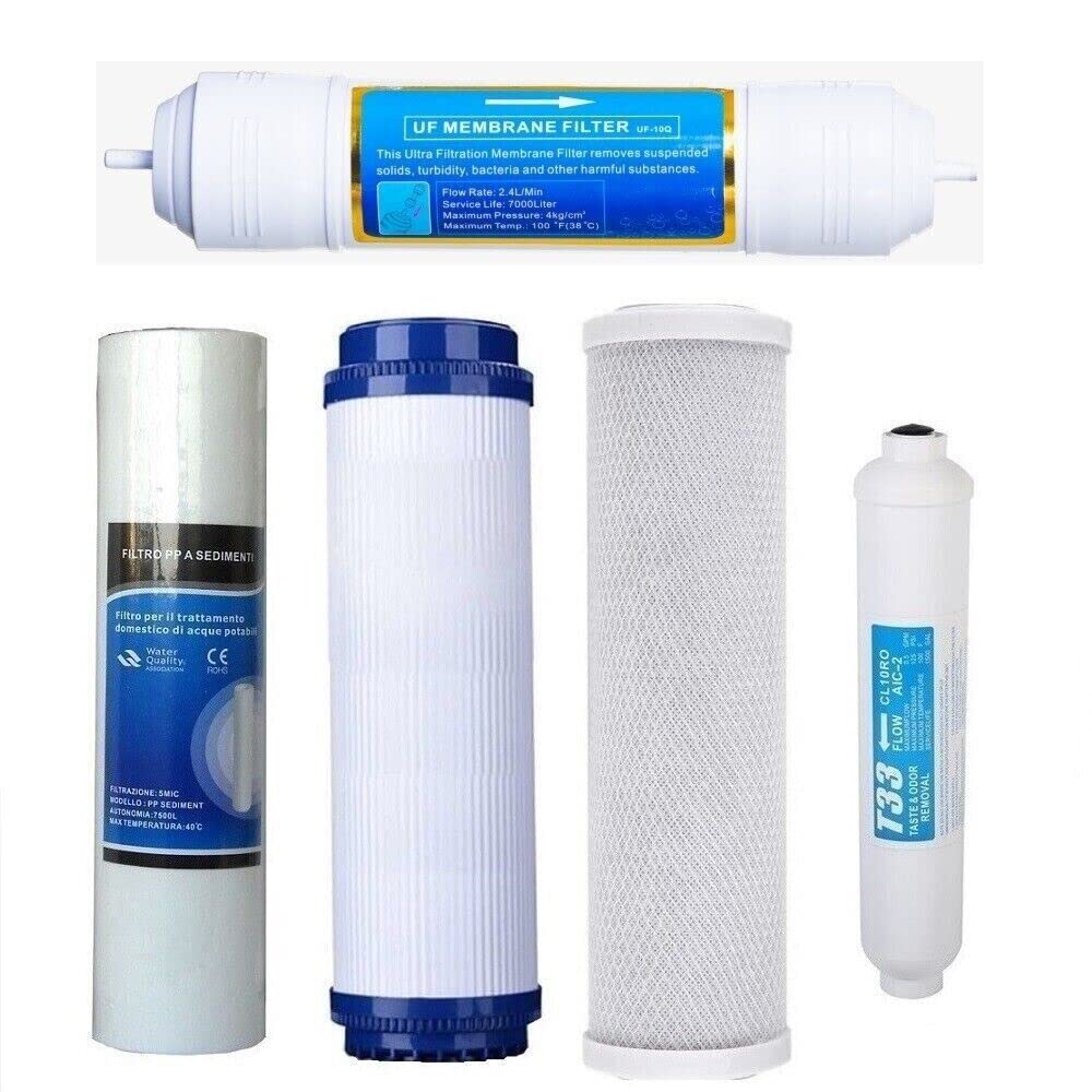 Kit de 4 filtros + membrana para purificador de agua doméstica ultra filtración UF 10Q