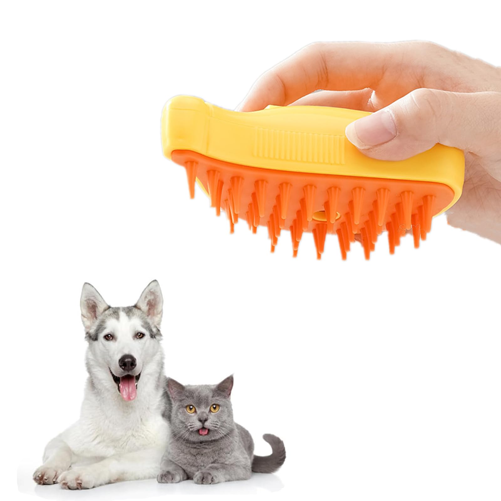 Cepillo de vapor para gatos, cepillo de gato 3 en 1, cepillo de vapor autolimpiante, cepillo de vapor para gatos para masajes, cepillo de vapor para masajes, cepillo de vapor de (Amarillo)