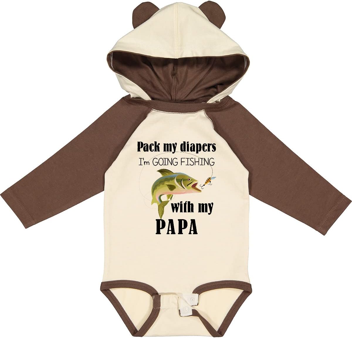 inktastic Pack My Diapers I Am Going Fishing with Papa Long Sleeve Creeper