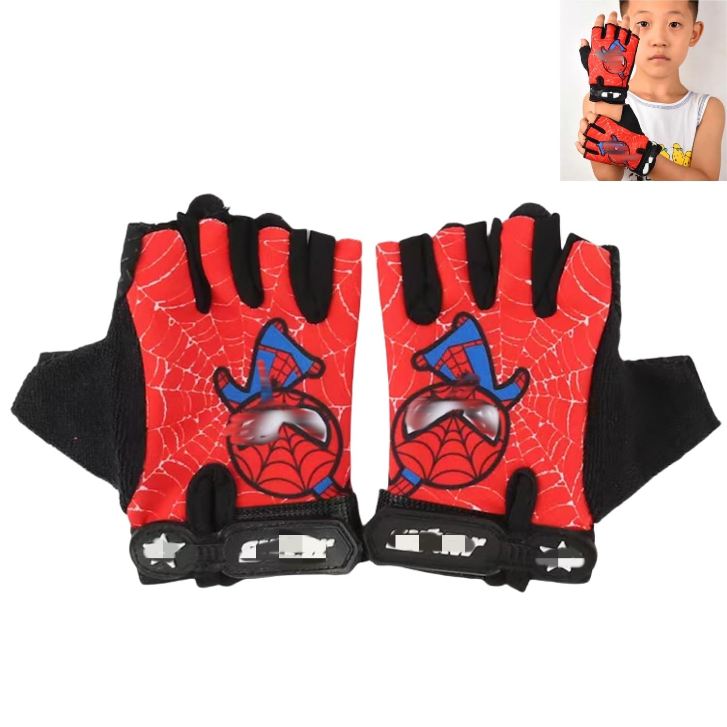 Fahrradhandschuhe Kinder,1 Paar Cartoon Fahrradhandschuhe Kinder Fingerlos,Mountainbike Handschuhe,für Kletter,Fahrrad,Skateboarden Schutz Handschuh für 6-8 Jahren Fashion