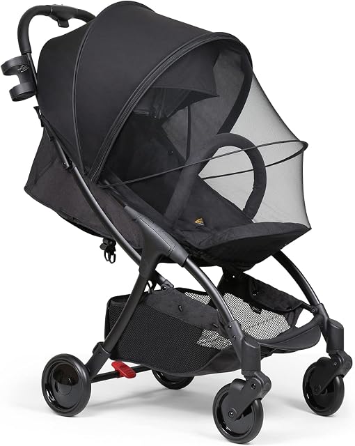 Beberoad Universal Pram Net Baby Sunshade Mosquito Net Buggy Insect Net Fly Bug Net Zipper Protection Cover for Stroller, Pushchair, Carrycot, Cradle, Moses Basket, Travel Cot (Black)