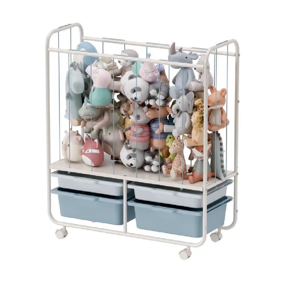 Runnatal Toy Storage Organizer with 4 Drawers, Large Capacity Kids Storage Toy Shelf Organizer for Stuffed Animal Holder for Bedroom Playroom Nursery