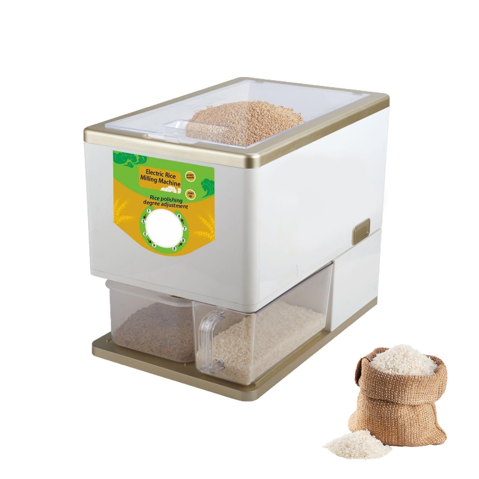 Rice Mill for Home Use Electric Rice Milling Machine Rice Huller Adjustable Rice Milling 8 Level Fast Rice Milling Household Rice Mill