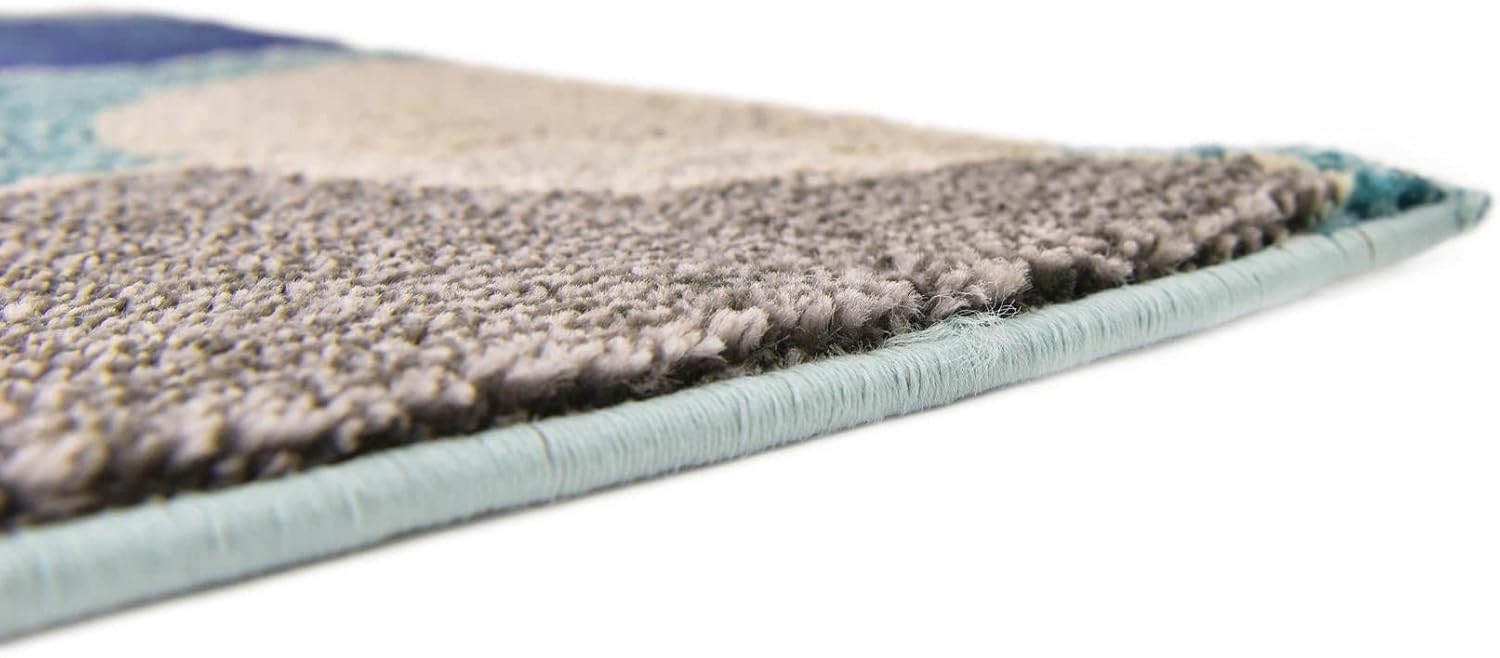 Rugs.com Theia Collection Rug – 2' 2 x 6' 9 Runner Blue Medium Rug Perfect for Hallways, Entryways