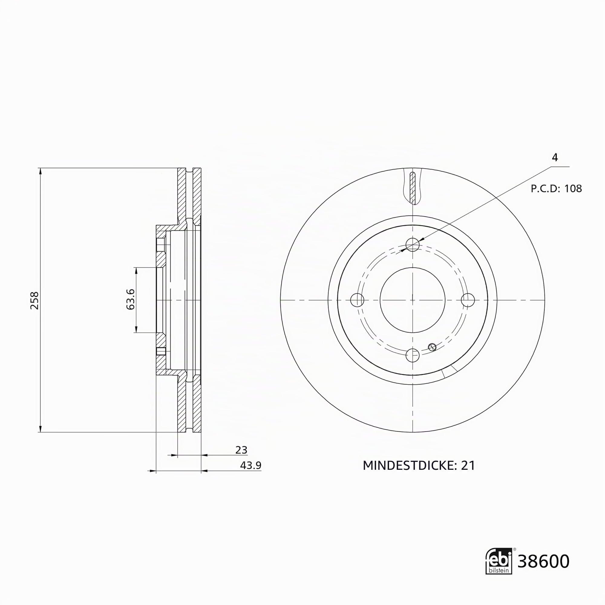 febi bilstein 38600 Bremsscheibensatz, 2 Bremsscheiben