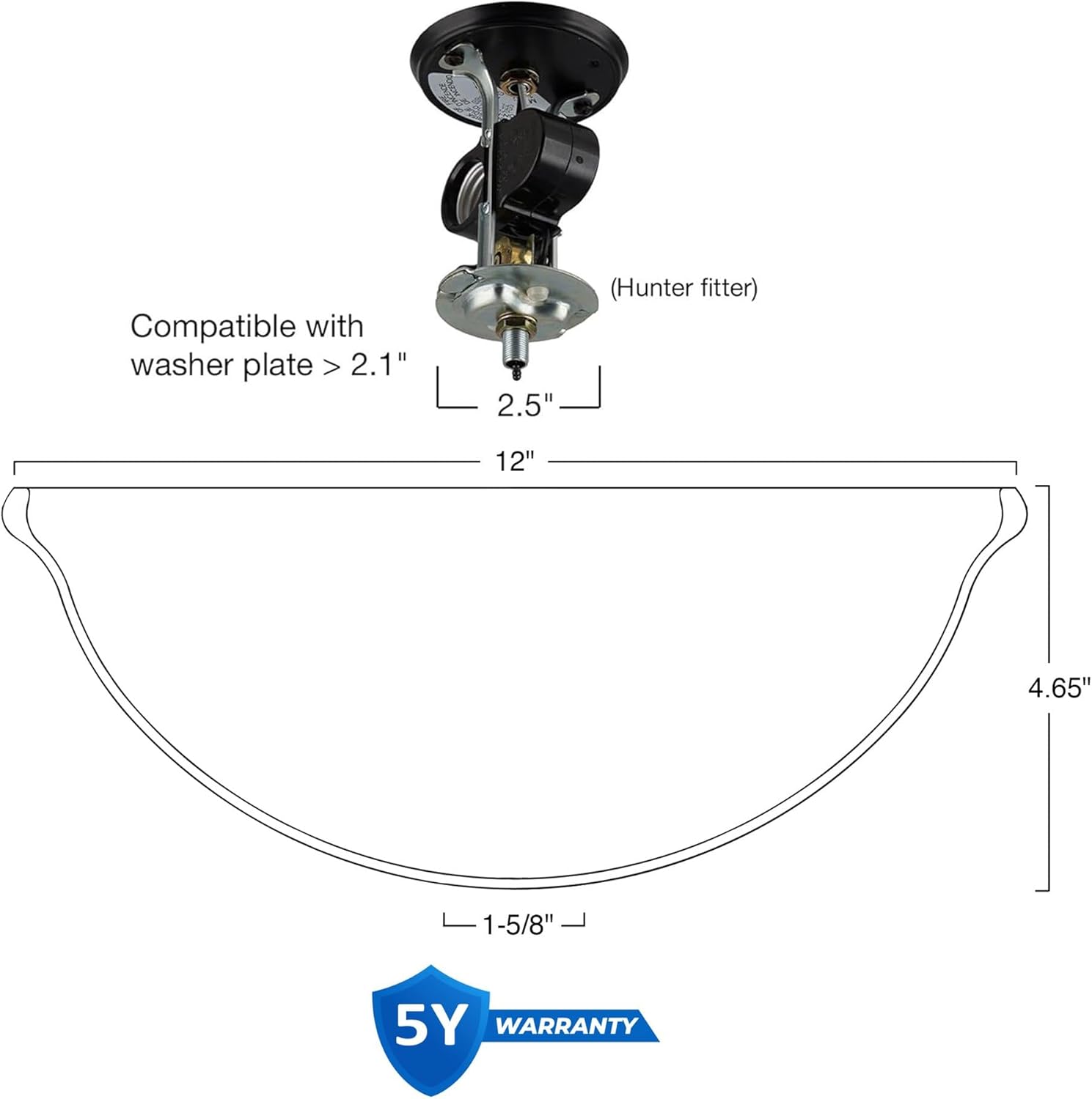 Kira Home 12" Ceiling Fan Globe Replacement, Marble Swirl Glass Bowl Upgrade, Glass Shade Compatible with Hunter - Hampton Bay - Harbor Breeze Fans & More, 12" (D) x 4.5" (H)