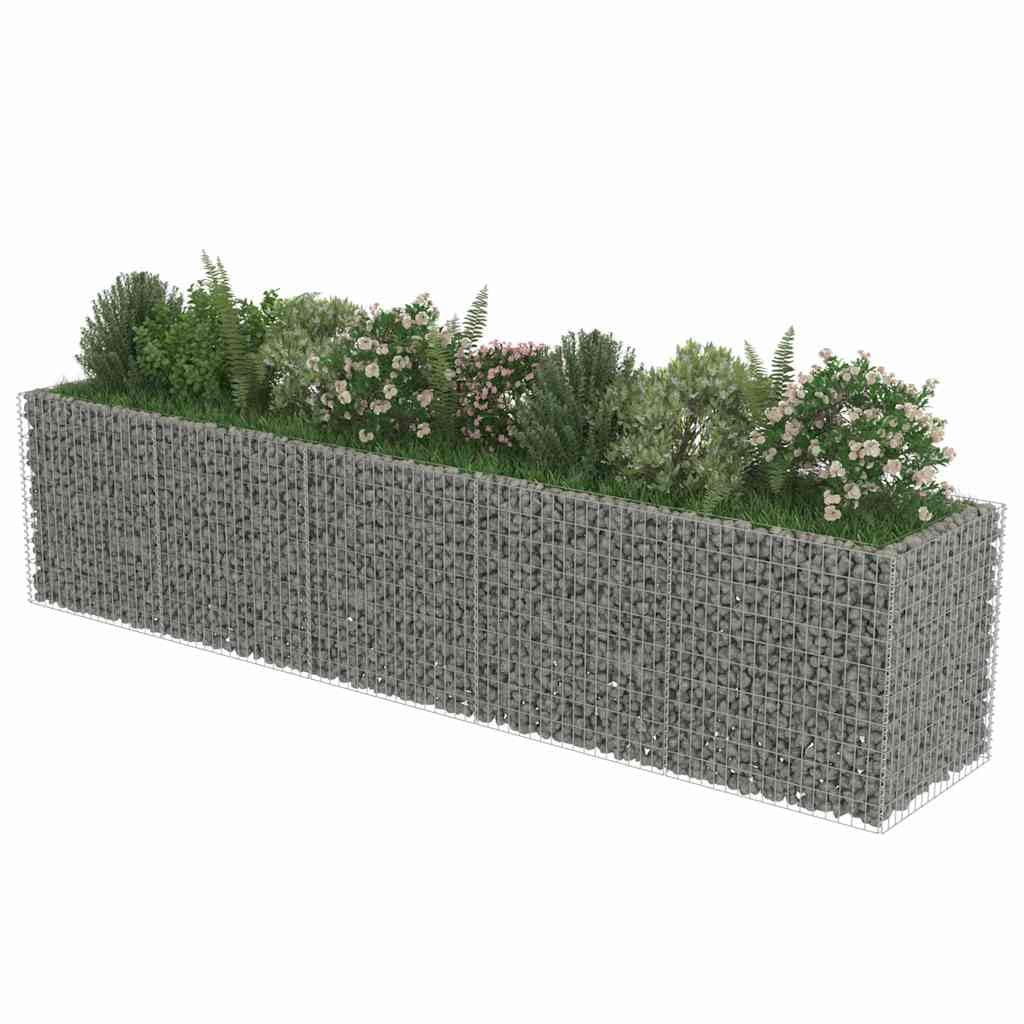 Podwyższona grządka gabionowa z ocynkowanej stali, 450 x 90 x 100 cm, stabilna donica na rośliny do ogrodu i na taras, wytrzymała podwyższona grządka z koszem drucianym, idealna jako skrzynka