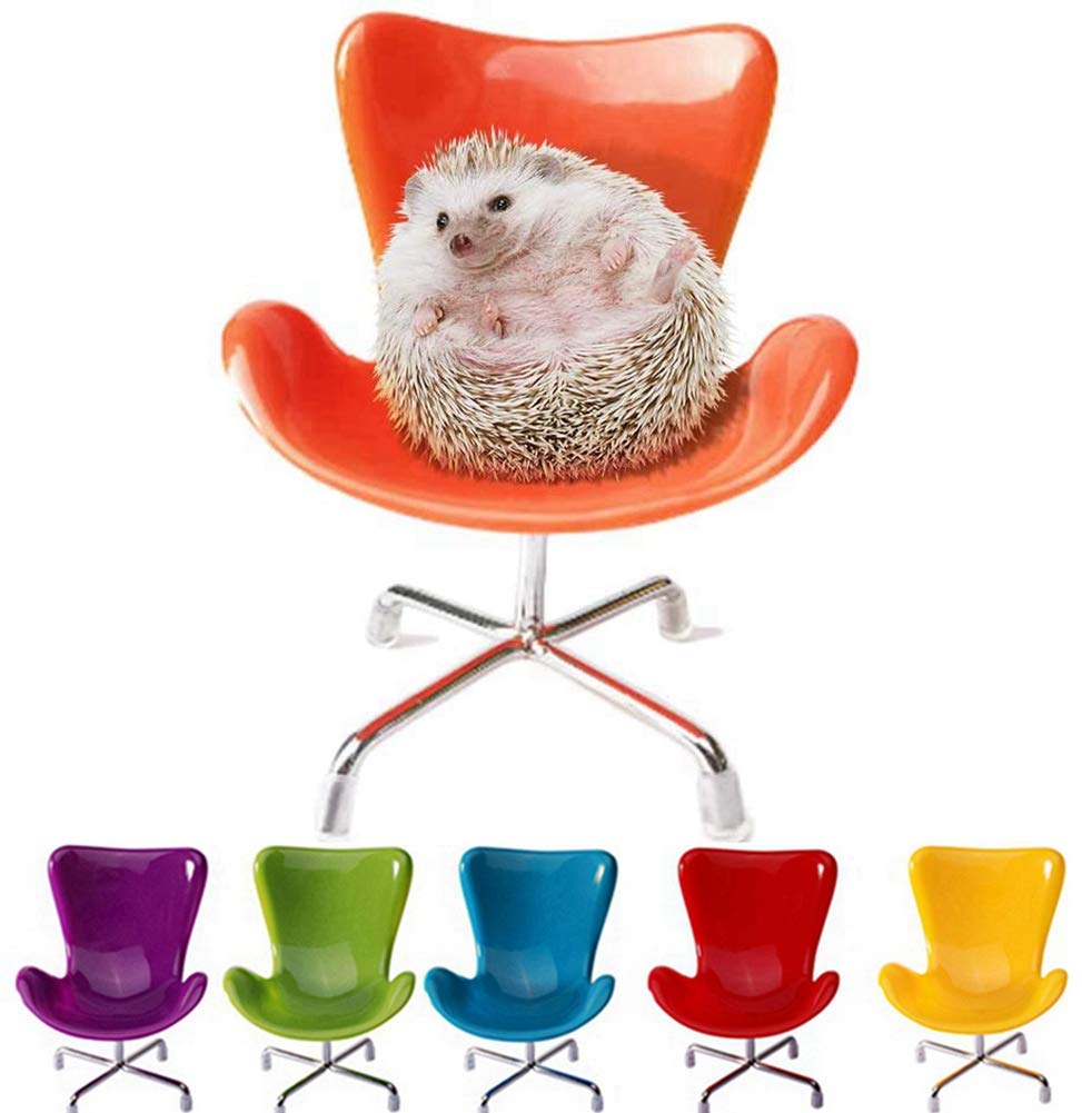 Hedgehog Chair Mini Plastic Swivel Seat Small Animal Toys Habitat Decor Cage Accessories Hedgehog Supplies Photo Props Chair Toy for Hedgehog,Bird,Parrot,Mouse,Chinchilla, Rat,Gerbil,Dwarf Hamster