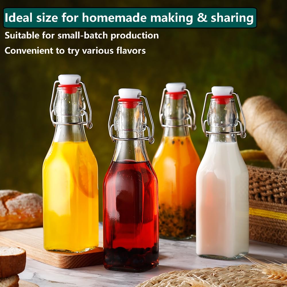 ZEBEIYU Lot de 9 bouteilles en verre avec couvercle hermétique pour brassage maison, kombucha, kéfir, extrait de vanille, bière, huile, vinaigre, jus faits maison, eau, soda 236,8 g
