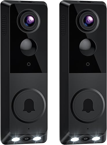 Timbre de video inalámbrico con wifi, cámara dual con visión nocturna a color, audio bidireccional, detección de movimiento AI y almacenamiento en