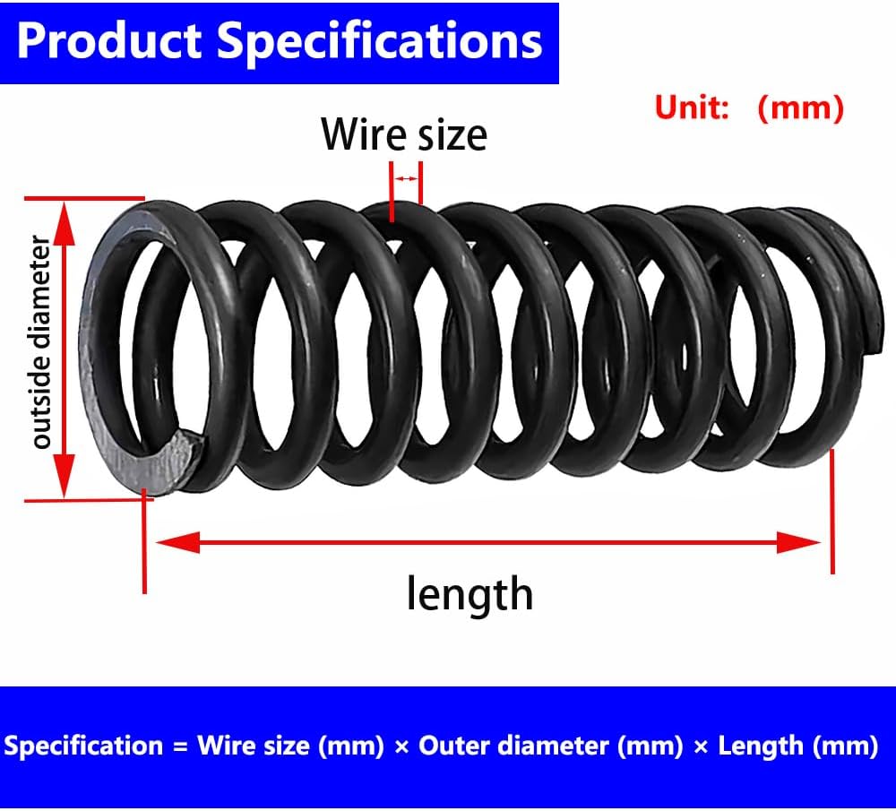 5個 65Mn スプリングスチール圧縮スプリング 3.5 x 36 x 100mm (ワイヤ径3.5mm、外径36mm、長さ100m