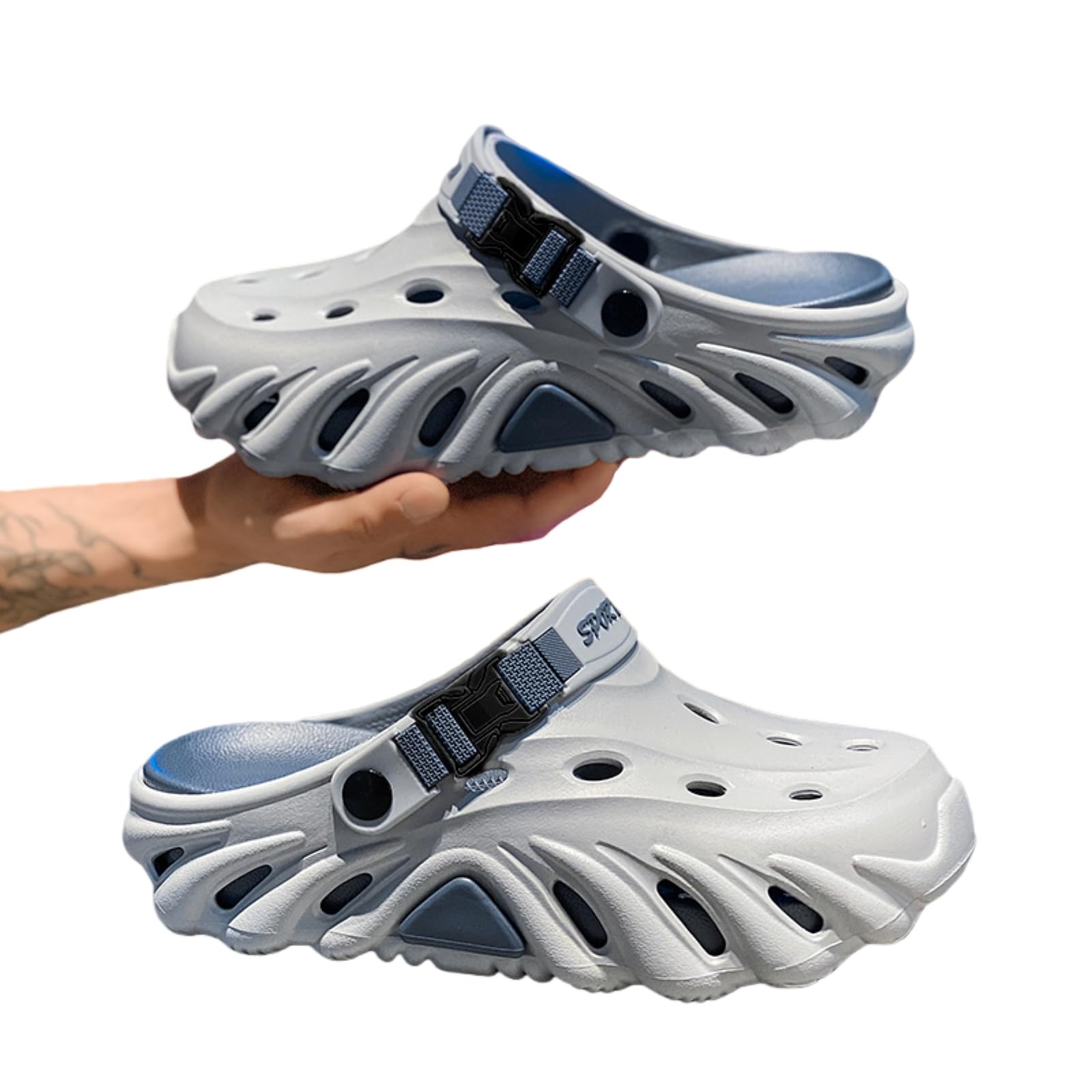Chaussons casual hommes été extérieur avec talon épais et amorti doux gris