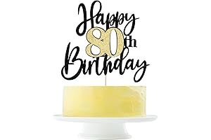 80th Birthday Cake Topper, 80 Cake Topper Black and Gold