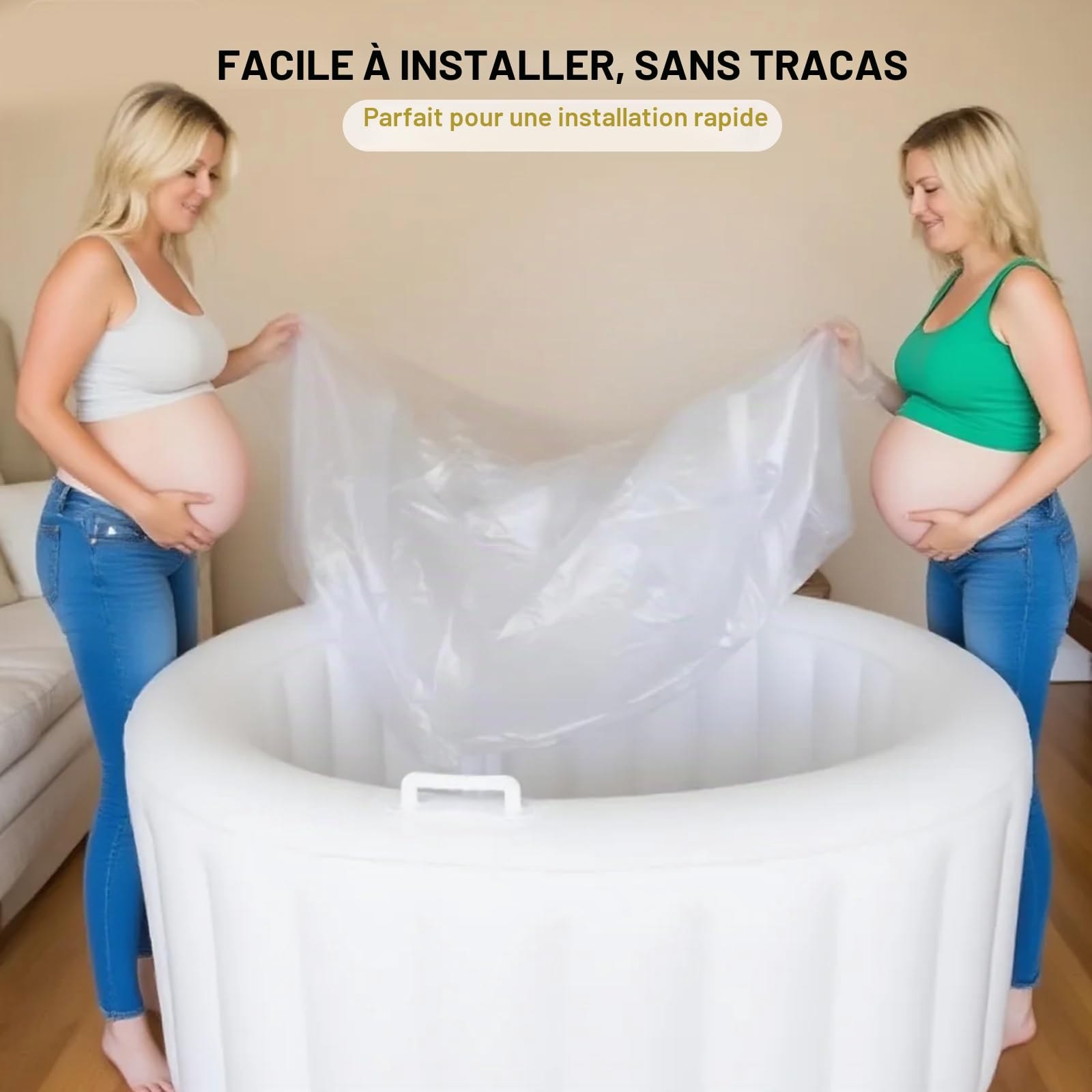 Tapis de piscine de naissance transparent de qualité supérieure pour la maison, les sages-femmes | Fourniture essentielle de travail et d'accouchement, idéale pour les futures mères, sages-femmes et soins de maternité Doulas